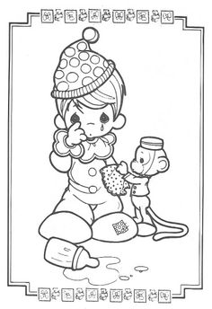 Coloring Pages Precious Moments, Precious Moments Tattoos, Precious Moments Clown, Clown Coloring Pages, Monkey Coloring Pages, Graffiti Doodles, Hello Kitty Coloring, Art Journal Therapy