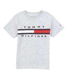 From Tommy Hilfiger&#x2C; this tee features:crew necklineshort sleeveslogo flag graphicsquare hempullover construction cottonmachine washImported. Boys 80s Fashion, Big Shorts, Tommy Hilfiger Store, Tommy Hilfiger Logo, Tommy Hilfiger Jeans, Boys Clothes Style, Boy Tees, Blazer Fashion