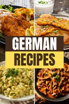 german dishes with the title overlaying it's image in black and yellow