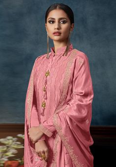 Pink chinon palazzo suit 4605B  Desc:  Style : Pakistani Salwar Kameez Color : Pink Fabric : Chinon Work : Sequins Occasion : Ceremonial Wash Care : Dry clean Sleeve Style : Full Sleeve Long Sleeves : Done only in Custom Stitch Sleeves Lining : Done only in Custom Stitch Bust Size: 32 to 42 Inches. With Express Free Shipping and Custom Stitching, Buy Indian Wedding Party Wear Salwar Pink chinon palazzo suit 4605B online in USA, UK and Canada from KollyBollyEthnics.com Elegant Pink Palazzo Set With Pallu, Anarkali Dola Silk Long Sleeve Palazzo Set, Eid Pink Dola Silk Palazzo Set, Pink Art Silk Palazzo Set For Eid, Floor-length Chinon Palazzo Set, Elegant Chanderi Palazzo Set With Self Design, Formal Chinon Salwar Kameez For Eid, Eid Palazzo Set With Straight Kurta In Dola Silk, Semi-stitched Dola Silk Palazzo Set For Diwali