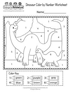 the dinosaur color by number worksheet