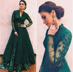 Pinterest: @pawank90 Green Formal Dresses, Prom Dresses Long Lace, Moroccan Kaftan, Red Lehenga, Indian Gowns Dresses, Green Gown, Vintage Prom