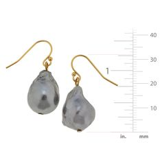 Genuine Grey Freshwater Baroque Pearl Wire Earrings 1.25 inches Handcast 24Kt Gold Plated Handmade in San Antonio, TX Susan Shaw, Pearl Earrings Handmade, Baroque Pearl Earrings, Pearl Hoop Earrings, 24kt Gold, Pearl Grey, San Antonio Tx, Wire Earrings, Contemporary Jewelry