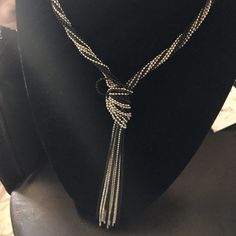 New Long Glistening Black And Silver Tassel Necklace. Whether You Are Painting The Town Red Or Dressing Up Your Favorite T-Shirt, This Necklace Is Sure To Complete Your Look. Jewelry Elegant, Black And Silver, Badgley Mischka, Long Black, Tassel Necklace, Womens Jewelry Necklace, Black Silver, Tassels, Jewelry Necklaces