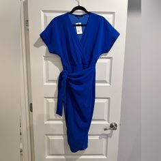 Nwt Boutique Cobalt Blue Midi Dress Functional Tie Wrap Waist Medium Non Smoking Home Office Wear Wedding Guest Church Comfortable Classic Tie Wrap, Blue Midi Dress, Office Wear, Midi Dress, Boutique, Womens Dresses, Blue, Women Shopping, How To Wear