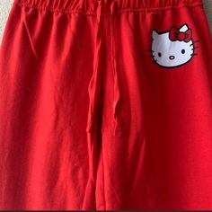 Hello Kitty Pj Bottoms Bright Red With Kitty On Side And Hk At Ankle These Are Small Juniors Note: Are Not Super Long I Am 5 Ft And They Fit Me Just Above The Ankle.. Nwt Pet & Smoke Free Environment Please Ask Questions Casual Hello Kitty Print Bottoms For Loungewear, Casual Hello Kitty Print Loungewear Bottoms, Cute Red Stretch Bottoms, Cute Stretch Red Bottoms, Cute Fitted Red Bottoms, Casual Cotton Bottoms With Hello Kitty Print, Hello Kitty Pj Pants, Hello Kitty Pants, Red Hello Kitty