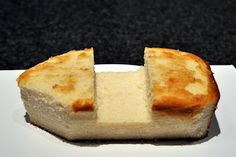 a piece of bread that has been cut in half