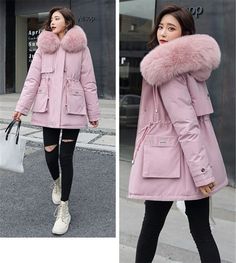 Fur Outfit, Coat Waterproof, Black Parka, Fur Collar Jacket, Parka Women, Short Women Fashion, Women Outerwear, Womens Parka, Parka Coat