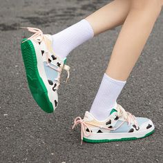 Features: Casual Round toe Non-slip Chunky sole Lace-up closure Cow stitching color design Outsole: rubber Retro Pastel, Costume Bags, Patchwork Shirt, Outwear Coat, Patchwork Jacket, Floral Sweater, Slipper Sandals, Chunky Sneakers, Baseball Jacket