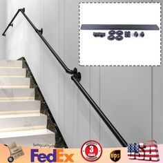 an image of stairs and railings with the words fedex on them in different languages