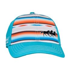 New With Tags The Cutest Hat For Those Little Cowgirls! Youth Sized Blue Hat With Serape Front And Horses Running. Cowgirl Hardware Written On The Side.