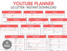 the ultimate printable youtuber planner with 30 pages