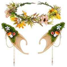 PRICES MAY VARY. [Mushroom Elf Ears]: Our Forest Fairy Ears and Butterfly Flower Crown are 100% handcrafted and durable, With its superior material, light and durable, this exquisite elf mushroom earrings offer you a comfortable wearing experience. These fantasy forest elf ears are suitable for everyone who looks for beauty [Mushroom Fairy Ears]: These gorgeous mushroom elf ears are extremely luxurious looking and beautifully accents virtually any style. And can provide a fantasy fairy-like atmo Forest Fairy Headpiece, Green Mushroom Hat, Forest Fae Costume, Forest Fairy Costume Diy, Mushroom Fairy Costume, Fairycore Cosplay, Mushroom Crown, Flower Crown Fairy, Woodland Fairy Crown