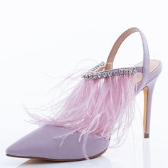 These Designer Pumps Are The Perfect Way To Take Your Outfit From Day To Night In An Instant. The Luxurious Ostrich Feathers And Rhinestone Embellishment Give Off A Glamorous Look That Is Sure To Transform Any Outfit. It's A Great Way To Update Your Wardrobe Without Having To Break The Bank. The 4" Heel Provides A Comfortable And Balanced Stance. This Unique Pair Will Look Great With A Variety Of Outfits. Heel: 4" Color: Lilac Size: 8 Brand New, Prices Firm! I Have All My Prices Set Low, So You Fairy Couture, Feather Arrangements, Feather Heels, Pointy Heels, Toes Designs, Designer Pumps, Ostrich Feather, Ankle Strap Pumps, Ostrich Feathers