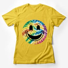 Embrace positivity with this vibrant tie-dye smiley face t-shirt. Perfect for festivals, casual outings, or as a cheerful gift, its joyful design is sure to brighten up anyone's day and wardrobe. Custom graphic T-Shirt.Customize your color Tie Dye Smiley Face, Happy Expression, Joyful Design, Smiley Face Tshirt, Feminist Clothes, Festival Shirt, Warriors T Shirt, Festival Shirts, Shirt Female