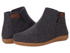 Taos Footwear Good Wool - Women's Shoes : Charcoal : Ensure your toes are always cozy with the täos Good Wool, a pull-on bootie constructed using textile uppers and a textured synthetic sole. Dual elastic gore insets for a secure, flexible fit. Closed rounded toe. Textile lining and textile-covered removable insole. Made in Spain. Measurements: Weight: 10 oz Shaft: 4 1 2 in Product measurements were taken using size 40 (US Women's 9-9.5), width M. Please note that measurements may vary by size. Comfortable Low-top Boots, Casual Wool Boots With Round Toe, Comfortable Closed Toe Boots With Cushioned Footbed, Comfortable Cushioned Closed Toe Boots, Comfortable Fall Boots With Cushioned Footbed, Bootie Slippers, Wool Shoes, Wool Slippers, Womens Slippers