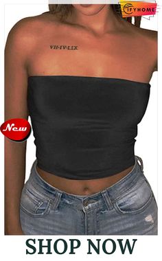 Black Strapless Tube Crop Top Tube Top Design, Crop Tops Online, Bandeau Tops, Y2k Aesthetic Outfits, Top Shirt Women, Cropped Tops, Midi Dress Casual, Top Design, Bandeau Top