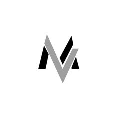 the letter m is made up of black and white triangles on a white background,