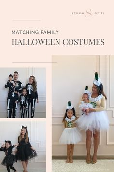 3 images of matching Halloween costumes -skeletons, black cats and Starbucks Matching Family Halloween Costumes, Halloween Memories, Dark Pajamas, Family Halloween Costume Ideas, Family Halloween Costume