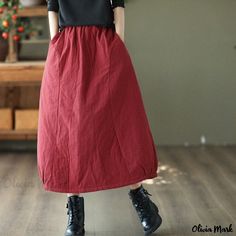 Olivia Mark - Vintage Cotton Patchwork Thickened Half Skirt with Retro Clips and Long Cotton Skirt Ballet Leggings, Long Cotton Skirt, Knit Sweater Coat, Half Skirt, Printed Silk Scarf, Casual Skirt, Cotton Skirt, One Piece Dress, Types Of Skirts