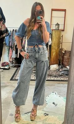 The perfect combination of style and comfort. With a 35” inseam and elastic back waist, these jeans provide a flattering fit that moves with you. Expertly crafted to elevate your wardrobe, Lotus jeans are a must-have for any fashion forward individual 

BIG POCKETS 
Tie Hem Wide Denim Pants Wide Denim Pants, Boho Clothes, Don't Sleep, Free People Style, Big Pockets, Boho Chic Fashion, Concert Outfit, Spring Outfit, Boho Outfits