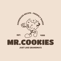 the logo for mr cookies just like grandma's, which features a cartoon character