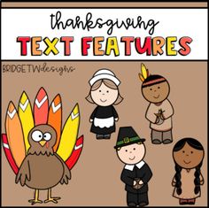 the thanksgiving text features for students to use in their writing and crafting projects, including turkey