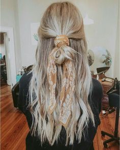 @aadyalicious Blond Balayage, Hair Scarf Styles, Bow Hairstyle, Long Blonde, Trending Hairstyles, Long Blonde Hair, Boho Hairstyles, Blonde Balayage, Make Up Bag