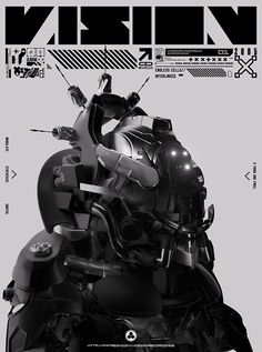 the cover of an art book with black and white illustrations on it, including a robot