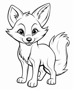 a cute little fox with big eyes coloring page