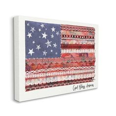 an american flag is displayed on a canvas