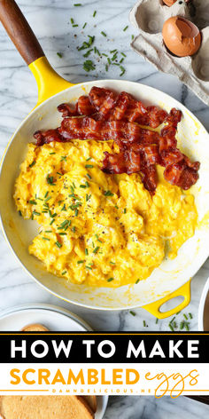 Learn how to make scrambled eggs! They're such an easy Easter recipe. In just 30 minutes, you can have the perfect scrambled eggs that are creamy and fluffy. Put them on your Easter brunch food! The Best Scrambled Eggs, Perfect Scrambled Eggs, Best Scrambled Eggs, Scrambled Eggs Recipe, Egg Recipe, Breakfast Idea, Crispy Bacon