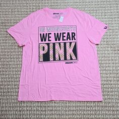 Mean Girls Shirt Xl 46 / 48 Top On Wednesdays We Wear Pink Tee Pink Sports Shirt With Graphic Print, Pink Cotton Sporty Shirt, Casual Pink Sports Shirt, Sporty Pink Cotton Shirt, Sporty Pink Shirt With Letter Print, Sporty Pink Crew Neck Shirt, Mean Girls Shirts, Wednesdays We Wear Pink, Girls Shirt