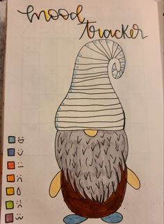 a drawing of an owl with a hat on it's head and words above the image