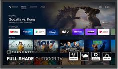 the rokuo smart tv is showing movies and shows godzillas in different languages