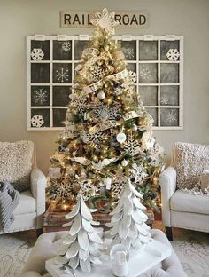 a decorated christmas tree in a living room