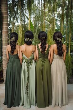 Green Shades Dress, Wedding Olive Green Color Schemes, Green Bridesmaid Dresses Palette, Different Bridesmaid Dresses Mix Match Color Palettes, Peacock Green Bridesmaid Dresses, Shades Of Wine Bridesmaid Dresses, Sage Green And Burgundy Bridesmaid Dresses, Different Shade Green Bridesmaid Dresses