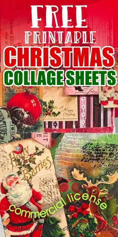 christmas collage sheets with the words free printable christmas collages on them