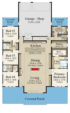 the first floor plan for this house shows the living area and dining room, as well as