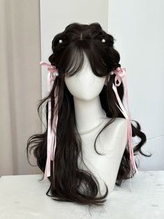 hair Loose Hair With Braid, Babydoll Hairstyles, Fairy Core Hair, Dollete Hair Styles, Angel Hairstyles, Angelic Hairstyles, Very Long Hairstyles, Japanese Hairstyles, Fairycore Hairstyle Long