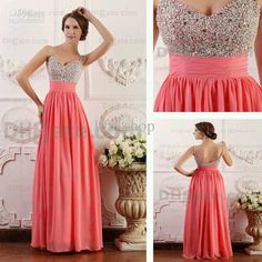 Lindo One Pearl Necklace, Petite Evening Dresses, Evening Dress Beaded, Chiffon Evening Dresses, Free Dresses, Bridesmaids Dress, Sparkle Dress, Women's Evening Dresses, Color Coral