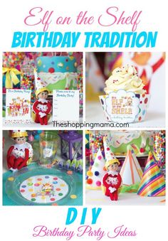 a birthday party with cupcakes, candy and other items for the child's birthday