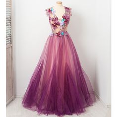 Fitted Tulle Dress With Illusion Neckline, Purple Fitted Tulle Ball Gown, Purple Organza Evening Dress For Gala, Fitted Tulle Long Evening Dress, Fitted Long Tulle Evening Dress, Fitted A-line Gown With Tulle Skirt, Purple Tulle Dress For Gala, Fitted Pink Gown With Illusion Neckline, Purple Dress With Fitted Bodice For Debutante Ball