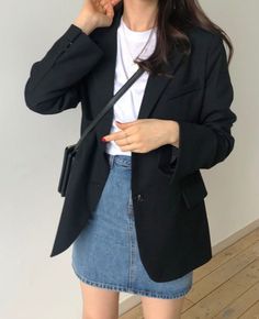 Skort Ootd, Simple Work Outfits, Blazer Outfits, Trend Fashion, 가을 패션