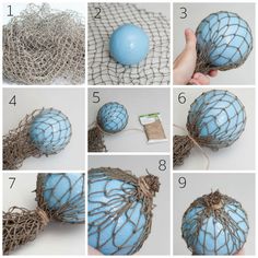 how to make an ornament out of fishing nets