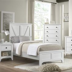 Intercon Tahoe Youth Farmhouse Twin Panel Bed | Sea Shell TA-BR-6360T-SSH-C TA-BR-6360T-SSH-C Low Profile Bedroom, Full Size Bedroom Sets, Wood Sleigh, Twin Storage, Upholstered Bedroom Set, Queen Sized Bedroom Sets, King Size Bedroom Sets, White Bedroom Set, Twin Bedroom Sets