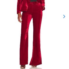 L’agence Red Velvet Flair Trousers Are Nwt, Size Four. These Length Lengthening Trousers Are For My Tall Gals. Boasting A 35in Inseam, And A Subtle Flair, These On Trend Trousers Will Give You Legs For Days. Sexy Red Velvet Fabric With A Touch Of Silk, Creating A Rich Luxurious Look And Feel. Side Slant Pockets, Back Welt Pockets, Zipper And Slide Hook. They Are Beautiful! Thanks For Checking Out! Inseam35 Rise 10 Leg Opening 25 Fitted Bottoms For Formal Holiday Occasions, Elegant Fitted Bottoms For Holiday, Elegant Fitted Holiday Bottoms, Glamorous Fitted Formal Pants, Glamorous Fitted Wide Leg Pants For Fall, Red Fitted Pants For Evening, Evening Fitted Red Pants, Red Wide Leg Pants For Fall Formal Occasions, Fitted Holiday Trousers