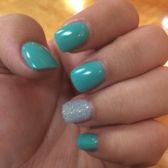 Got my nails done today! Nexgen is the best! Trendy Wedding Nails, Nexgen Nails Colors, Teal Acrylic Nails, Nexgen Nails, Neon Acrylic Nails, Turquoise Nails