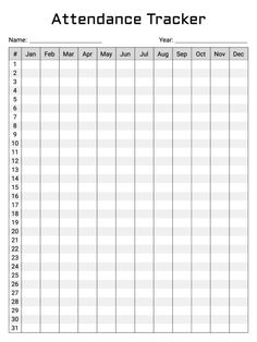 the attendance tracker is shown in this printable sheet for students to use on their school's calendars