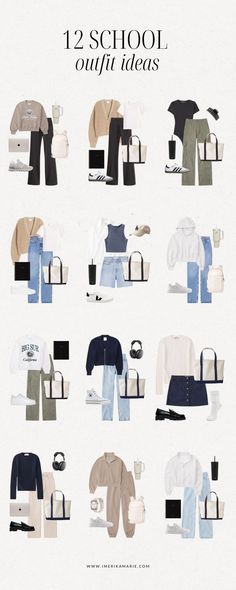 school outfits Clean Girl Outfits Ideas, Ootd For School Casual, Simple Uni Outfits, College Clothes Outfits, Casual Fits For School, College Girl Aesthetic Outfits, Uni Fall Outfits, That Girl Outfits School, Back To Uni Outfits